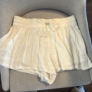 Cream eyelet shorts